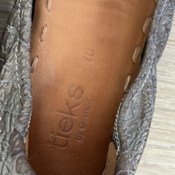 Tieks Embossed Croc Gray Leather Ballet Shoes Flats Size 10 Staple Piece Classic - Picture 6 of 6